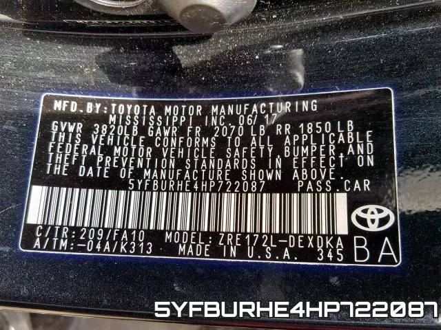 5YFBURHE4HP722087 фото 2