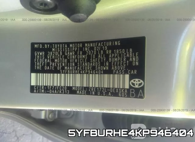 5YFBURHE4KP946404 фото 9