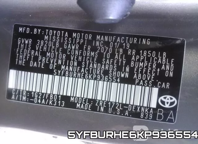 5YFBURHE6KP936554 фото 10