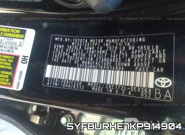 5YFBURHE7KP914904 фото 10