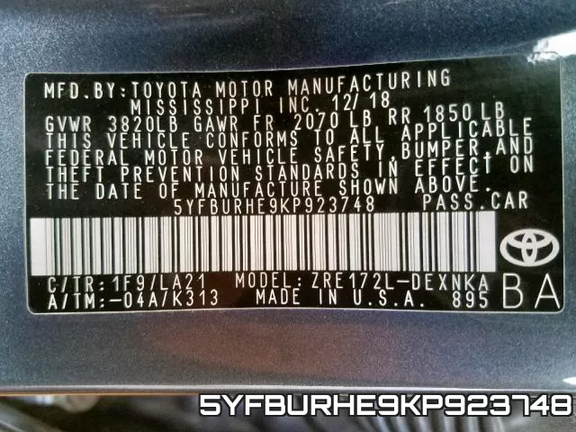 5YFBURHE9KP923748 фото 2
