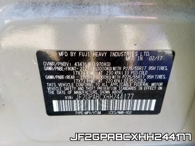 JF2GPABCXHH244177 фото 2