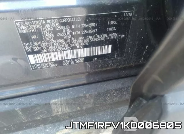 JTMF1RFV1KD006805 фото 10