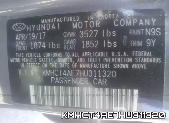 KMHCT4AE7HU311320 фото 10
