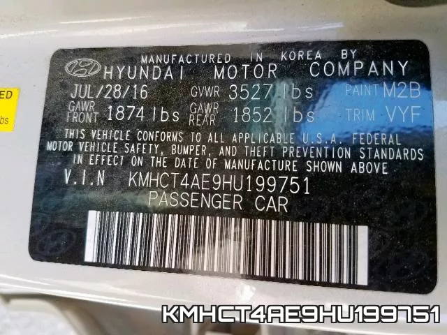KMHCT4AE9HU199751 фото 2