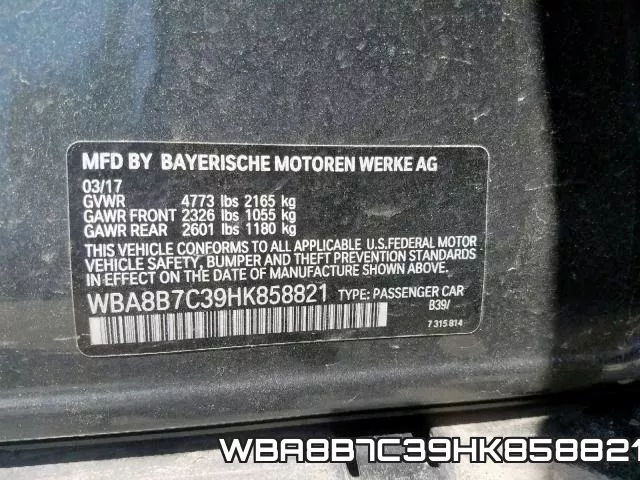 WBA8B7C39HK858821 фото 2