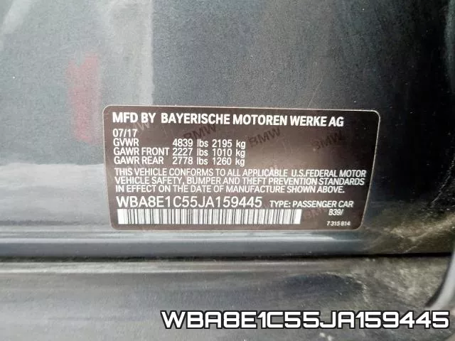 WBA8E1C55JA159445 фото 2