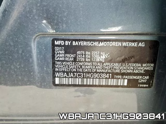 WBAJA7C31HG903841 фото 2