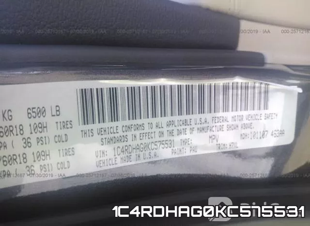 1C4RDHAG0KC575531 фото 9