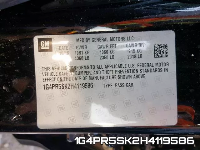 1G4PR5SK2H4119586 фото 2