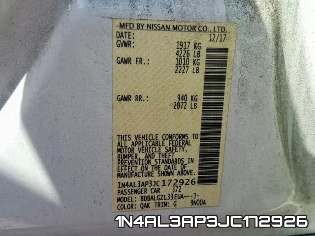 1N4AL3AP3JC172926 фото 2
