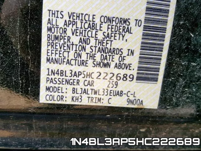 1N4BL3AP5HC222689 фото 2