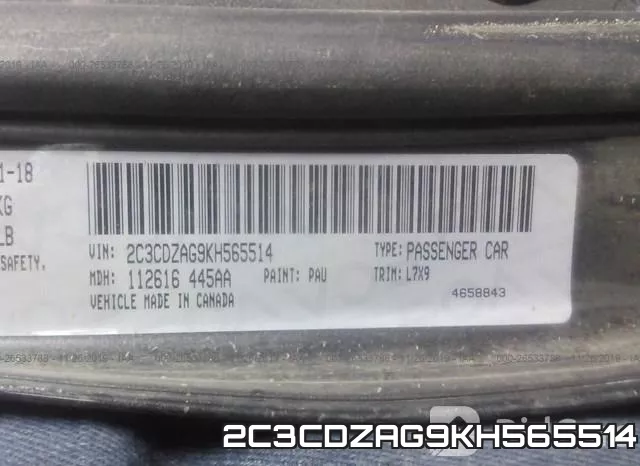 2C3CDZAG9KH565514 фото 10