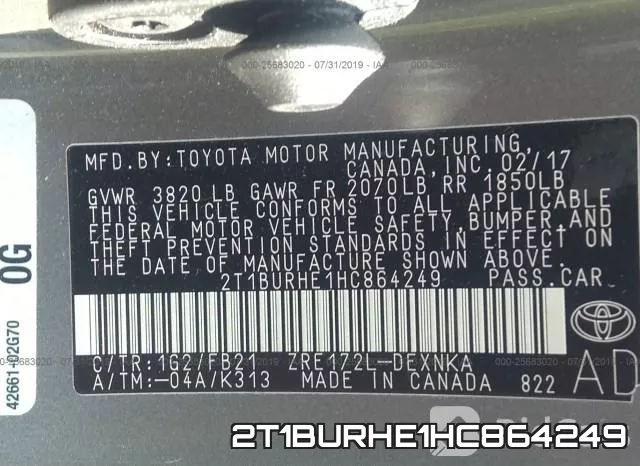 2T1BURHE1HC864249 фото 10