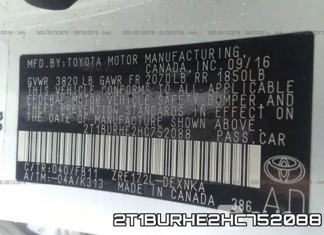 2T1BURHE2HC752088 фото 9