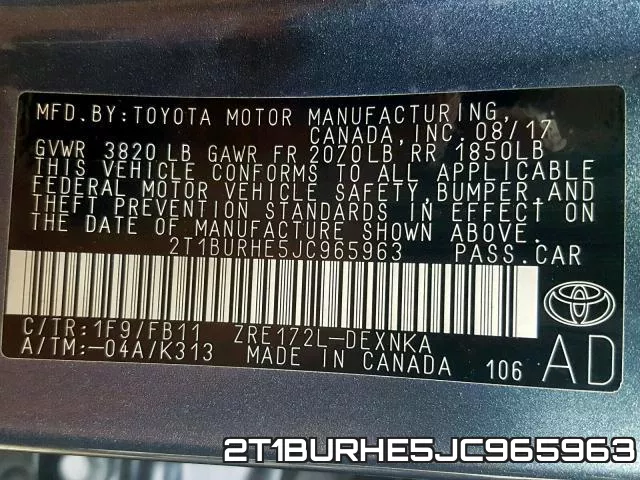 2T1BURHE5JC965963 фото 2