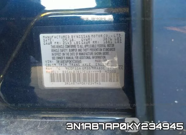3N1AB7AP0KY234945 фото 8