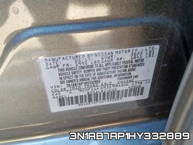 3N1AB7AP1HY332889 фото 2