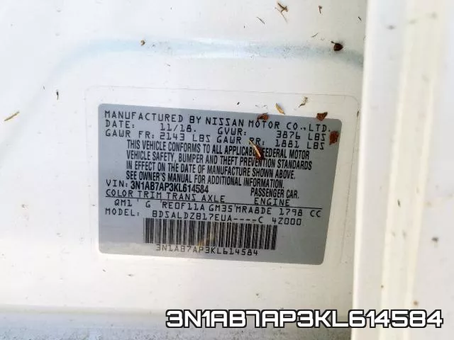 3N1AB7AP3KL614584 фото 2