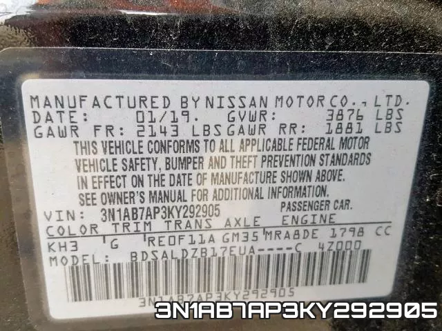 3N1AB7AP3KY292905 фото 2