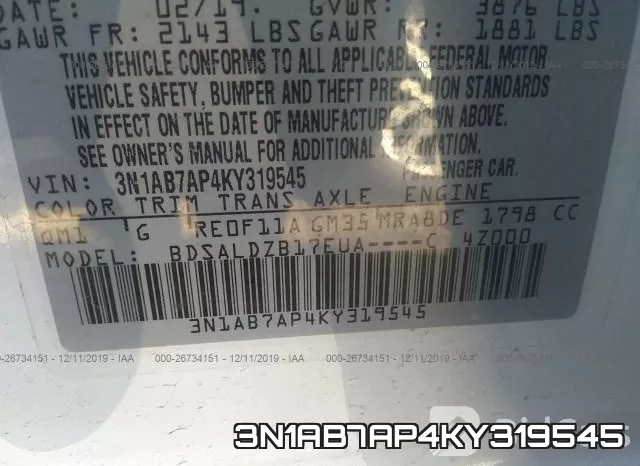 3N1AB7AP4KY319545 фото 10