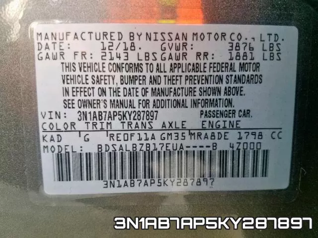 3N1AB7AP5KY287897 фото 2