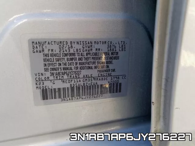 3N1AB7AP6JY276227 фото 2