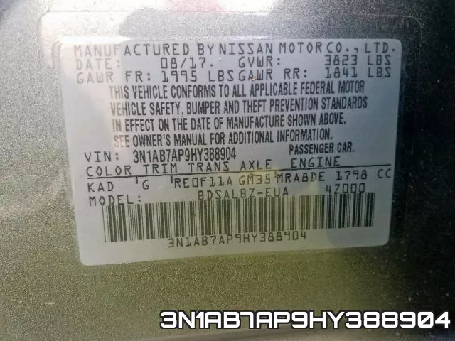 3N1AB7AP9HY388904 фото 2