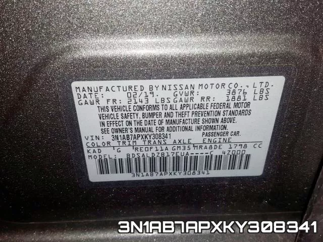3N1AB7APXKY308341 фото 2