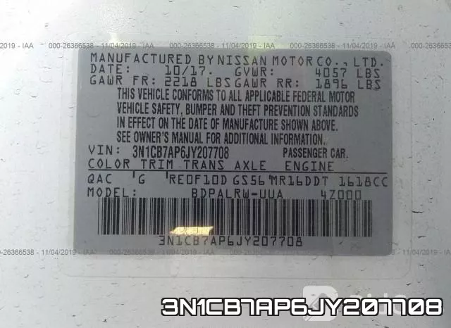 3N1CB7AP6JY207708 фото 10