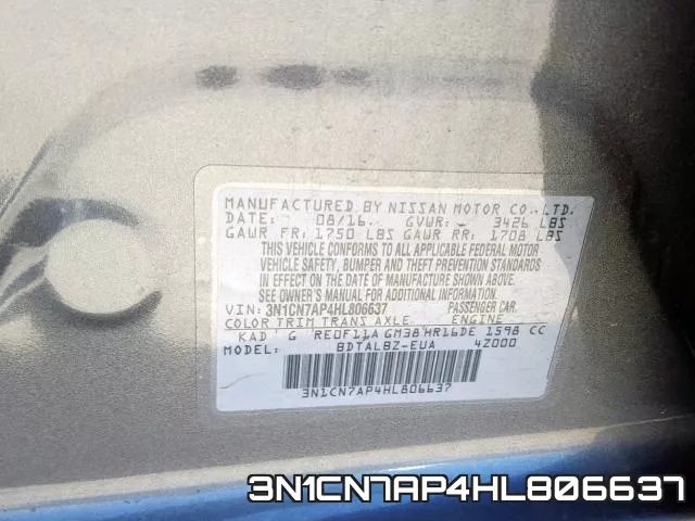 3N1CN7AP4HL806637 фото 2