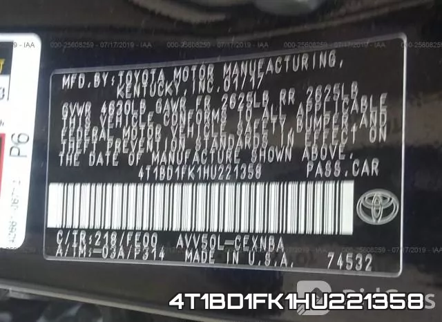 4T1BD1FK1HU221358 фото 10