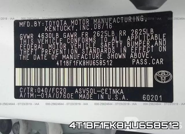 4T1BF1FK8HU658512 фото 10