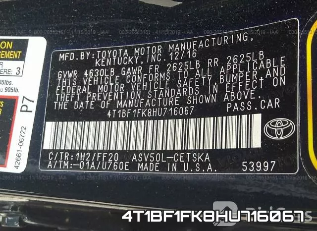 4T1BF1FK8HU716067 фото 10