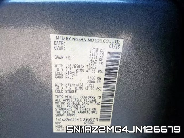 5N1AZ2MG4JN126679 фото 2