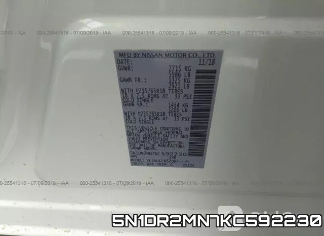 5N1DR2MN7KC592230 фото 10