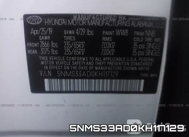 5NMS33AD0KH117129 фото 10