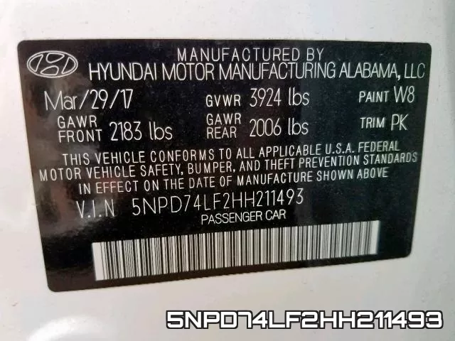 5NPD74LF2HH211493 фото 2