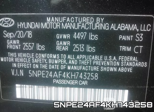 5NPE24AF4KH743258 фото 10