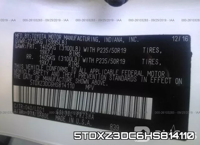 5TDXZ3DC6HS814110 фото 9