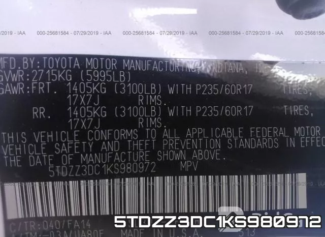 5TDZZ3DC1KS980972 фото 10