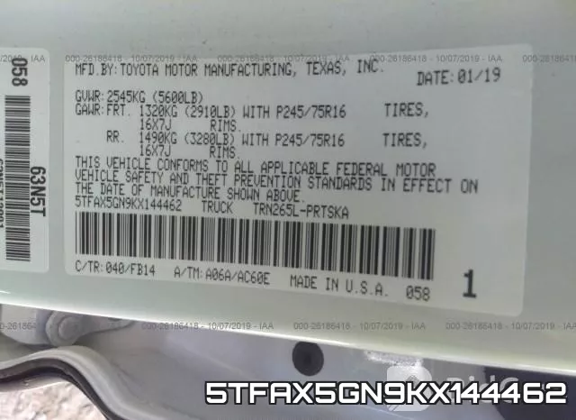 5TFAX5GN9KX144462 фото 8