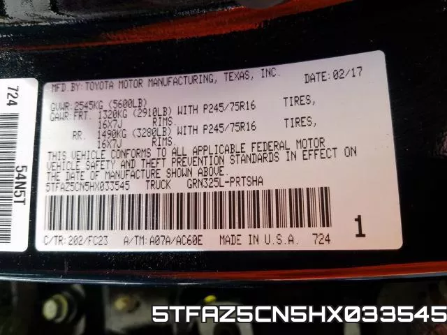 5TFAZ5CN5HX033545 фото 2