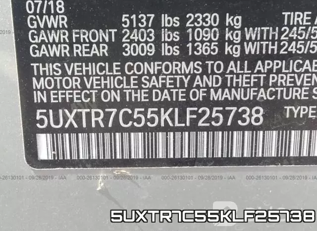 5UXTR7C55KLF25738 фото 9