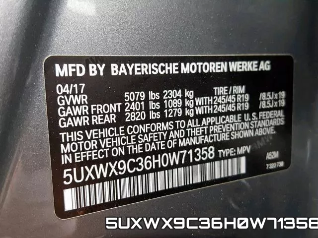 5UXWX9C36H0W71358 фото 2