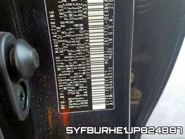 5YFBURHE1JP824887 фото 2