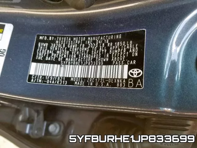 5YFBURHE1JP833699 фото 2
