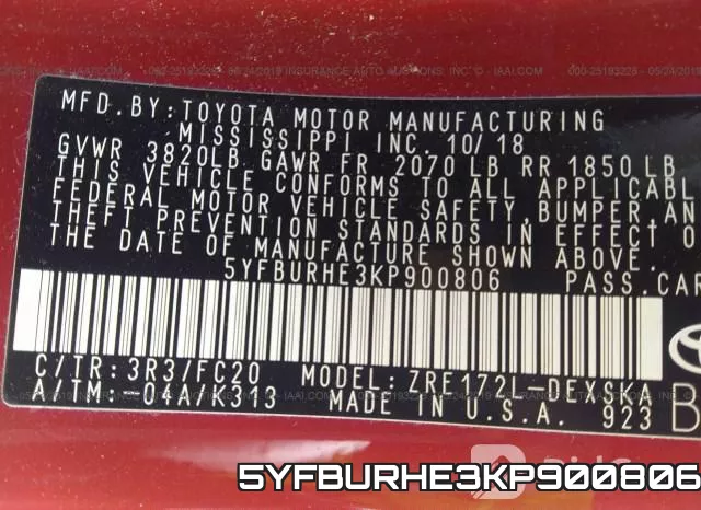 5YFBURHE3KP900806 фото 10