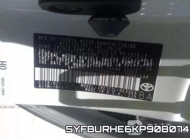 5YFBURHE6KP908074 фото 10