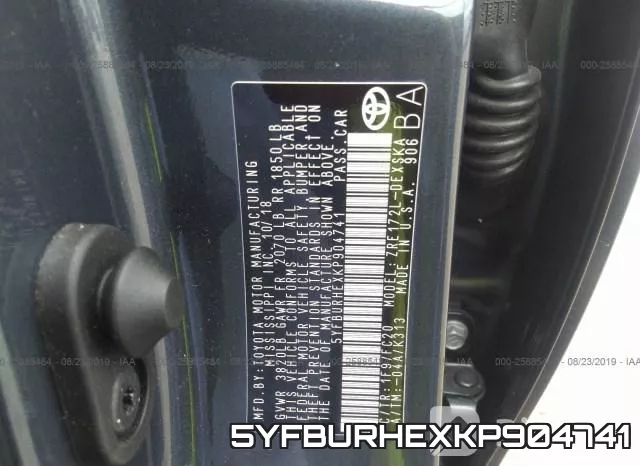 5YFBURHEXKP904741 фото 10